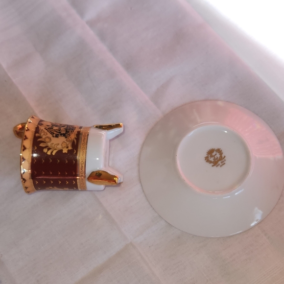 24Kt Gold Trim Footed Demi Tasse and Saucer - Picture 2 of 11